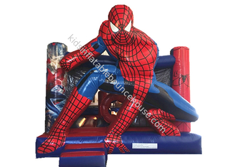 Tema comercial de Spiderman para adultos y niños Castillo inflable de la casa de rebote con obstáculos y túnel pequeño