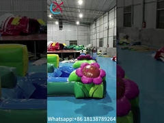 Casa de salto al aire libre con tobogán Animales de la selva castillo de salto inflable con combinación de tobogán