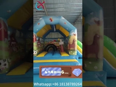 Commercial Kids Inflable Salto Castillo con tema de la granja de toboganes Inflable Casa Rebobina Combo