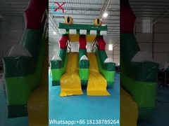 Nuevo diseño de diapositiva inflable figura de rana de diapositiva inflable alta doble para niños y adultos