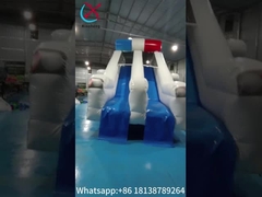 Slides inflables para patio trasero personalizados para vagones de patrulla policial cartón de cartón de doble deslizamiento seco inflables