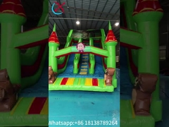 Deslizador seco de PVC inflable de grado comercial con pilar colorido Deslizador doble inflable para niños