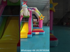 Combos inflables de lonas de PVC Unicornio divertido y colorido Inflable Casa de rebote con tobogán
