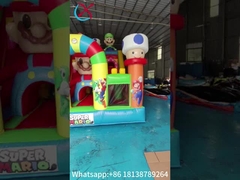 Parque temático Super Mario Inflatable Salto de tobogán Parque de juegos con soplador Super Mario Parque temático Inflatable Slide seco