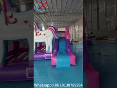 Castillo inflable unicornio dibujos animados Casa de salto inflable con tobogán Casa de salto para niños