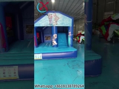 Venta en caliente Casa de salto inflable comercial con diapositivas La princesa congelada Combo inflable dibujo animado