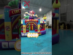 Nuevo diseño castillo inflable casa de rebote inflable con toboganes clown circo combo inflable