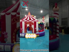 Nuevo diseño castillo inflable casa de rebote inflable con toboganes clown circo combo inflable