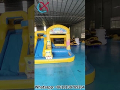 Commercial Fuego resistente Combinado Inflable Esponja Bob Cuadrado Calzoncillos Casa de rebote con toboganes