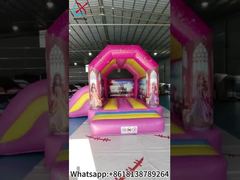 Ver fábrica castillo animoso inflable princesa para niñas con diapositiva rosa demostración del castillo animoso