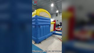 Casa de rebote con tobogán doble y diversión para fiestas infantiles