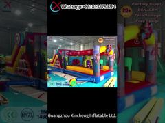 Carrera de obstáculos inflable de superhéroe comercial para alquiler