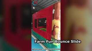 Combo de tobogán y casa inflable de granja, negocio de alquiler divertido