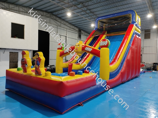 Infierable 0,55mm PVC Tarpaulin gigante inflable deslizamiento seco castillo inflable tema LEGO para niños y adultos