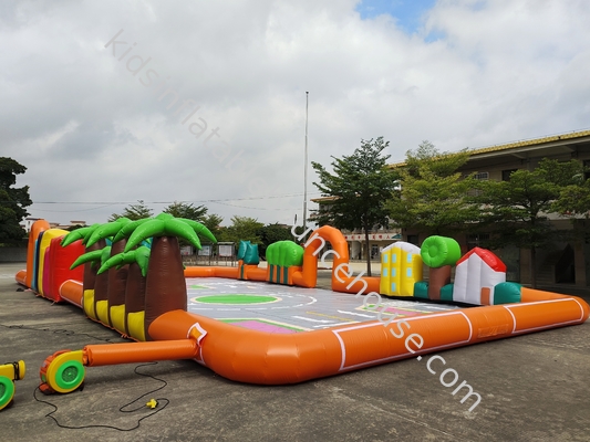 Juego deportivo inflables al aire libre inflables simulados de carretera urbana inflables pista de carreras de aire