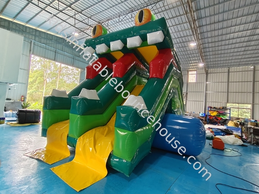 Nuevo diseño de diapositiva inflable figura de rana de diapositiva inflable alta doble para niños y adultos