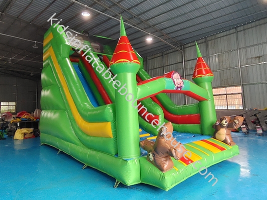 Deslizador seco de PVC inflable de grado comercial con pilar colorido Deslizador doble inflable para niños