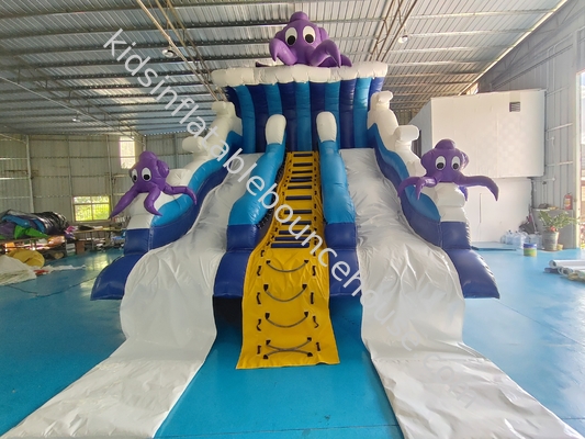 Nuevo diseño popular tobogán hinchable Océano Pulpo Cartoon Party tobogán hinchable seco doble para niños y adultos