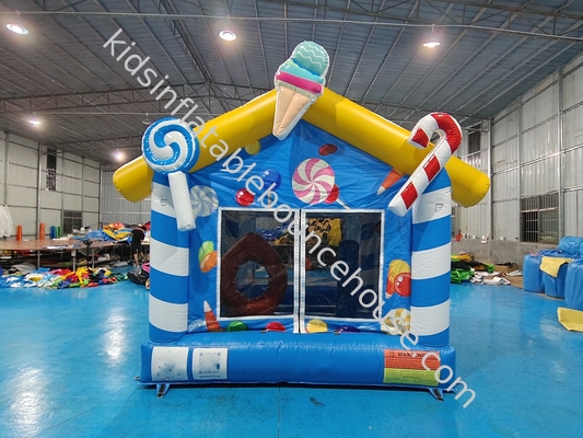 Casa de salto inflable para exteriores y interiores de calidad comercial Casa de dulces azul Castillo de salto inflable para niños
