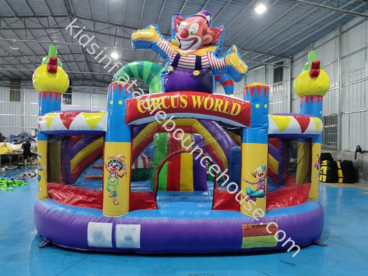 Nuevo diseño castillo inflable casa de salto inflable con toboganes payaso circo combo inflable para fiesta para niños