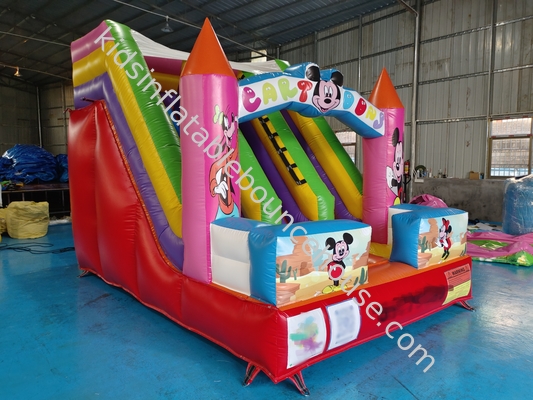 Impresión digital comercial Slide seco inflable Mickey Mouse dibujos animados Castillo inflable para exteriores para niños