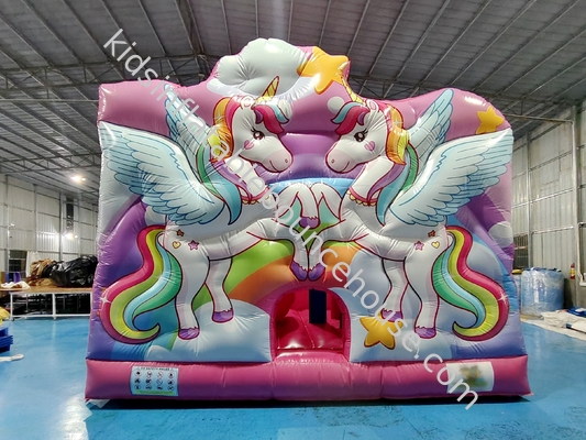 Nuevo diseño Impresión digital Casa de salto inflable con diapositivas Unicornio castillo de salto inflable para niños