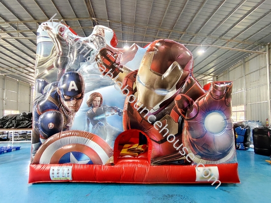 Nuevo diseño Impresión digital Casa de salto inflable con diapositivas Marvel Iron Man castillo de salto inflable para niños