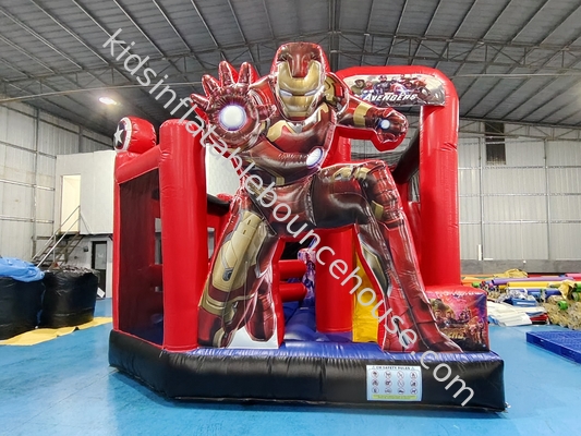 Nuevo diseño Impresión digital Casa de salto inflable con diapositivas Marvel Iron Man castillo de salto inflable para niños