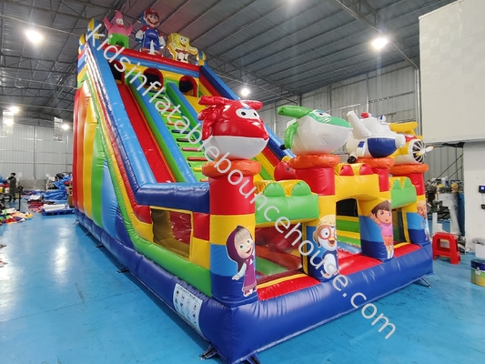 Deslizadores inflables de lonas de PVC comerciales Personajes de dibujos animados Deslizadores de agua inflables Castillo para niños y adultos