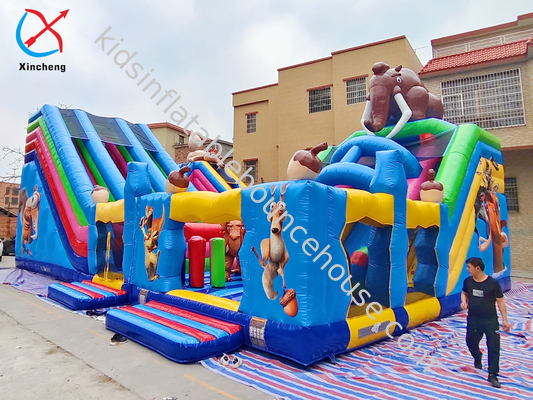 Niños Inflable Casa Rebosa Edad de Hielo Curso de obstáculos Inflable Parque de juegos de la ciudad divertida