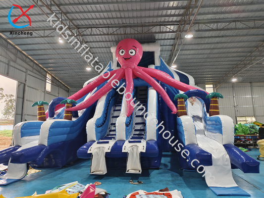 Fábrica de toboganes inflables comerciales de pulpo, toboganes inflables dobles y secos para exteriores