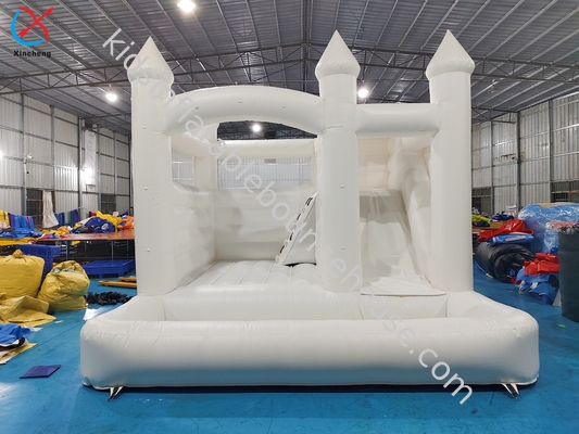 ODM/OEM Inflable Casamiento Blanco Castillo Rebobinable con tobogán para la fiesta de bodas