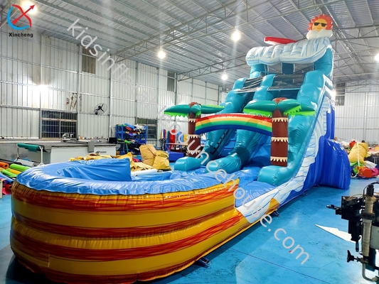 Fábrica de verano Arco iris Sol toboganes inflables castillo toboganes inflables dobles secos