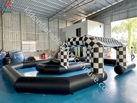 Negro y Blanco Fábrica Gran pista inflable Carrera de obstáculos inflable