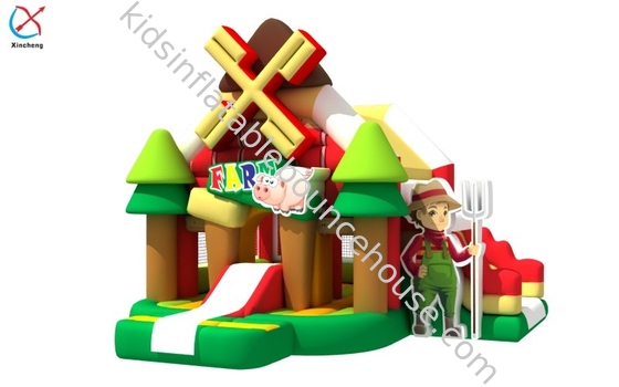 Fábrica Impresión digital Casa de rebote inflable con diapositivas Granja Castillo inflable