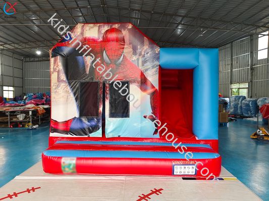 El castillo inflable del superhéroe Castillo de salto con diapositiva Spiderman Castillo de salto a la venta