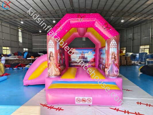 Chicas de fábrica Princesa Inflable castillo de salto con diapositiva rosa castillo de salto