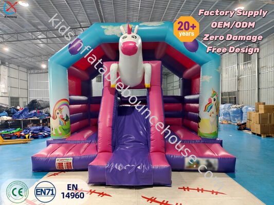 Castillo Inflable de Fábrica Temático de Unicornio con Tobogán
