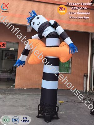 Bailarín de Aire Inflable Personalizado con Rayas Blancas y Negras para Publicidad y Decoración de Eventos