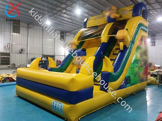 Comerciante de dibujos animados amarillos deslizamiento inflable deslizamientos secos inflables exterior