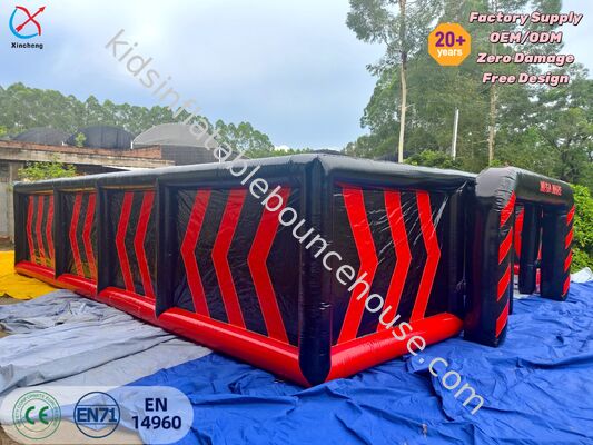 Laberinto Inflable Mega Comercial Negro-Rojo Juego Inflable de Laberinto para Eventos