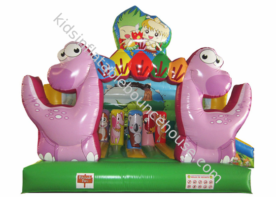 Castillo animoso del bebé inflable del dinosaurio, castillo de salto del niño de costura cuádruple